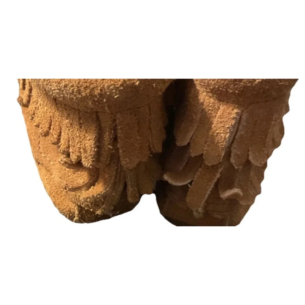MINNETONKA Moccasin Brown Suede Zip Top Fringe Rubber Sole Unisex Toddler 4